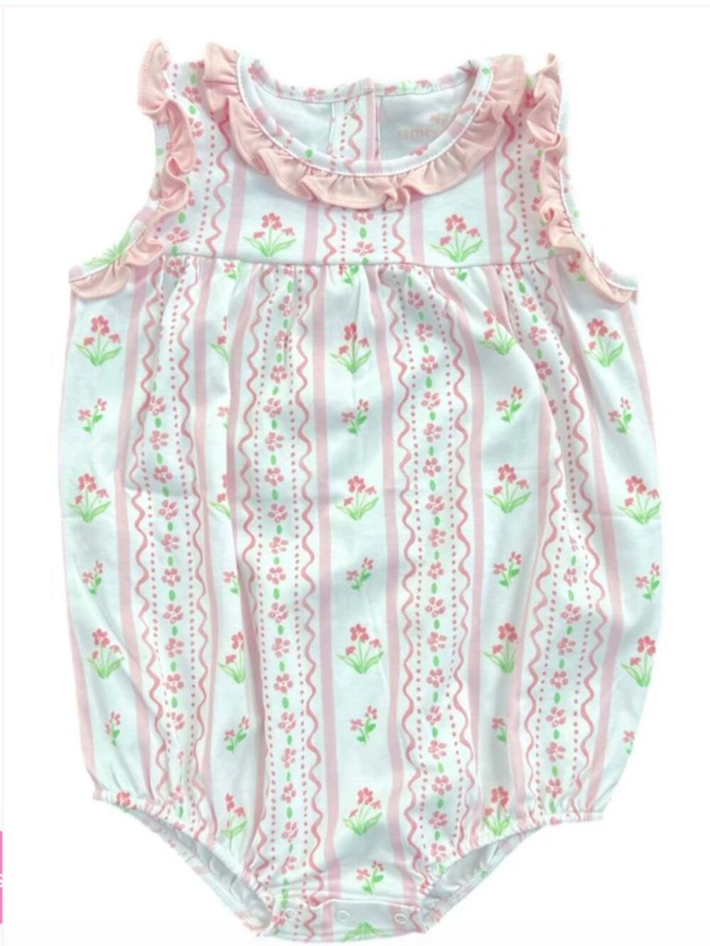 James & Lottie Baby Girls Rosie Bubble - Pink Floral Scallop Size 2T